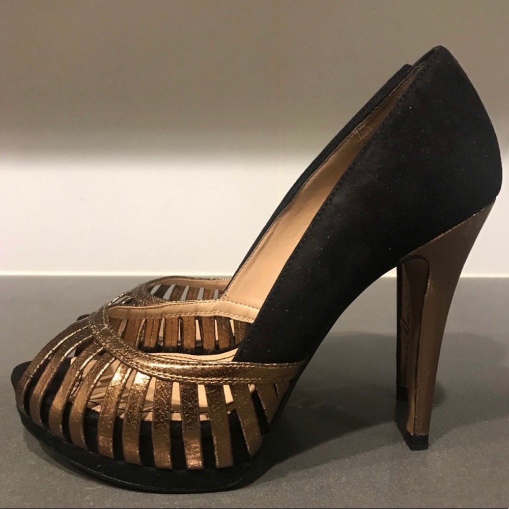 Zara peep toe suede heels